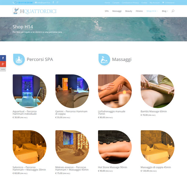 Sito Web - SPA H14 - Pagina principale del negozio online