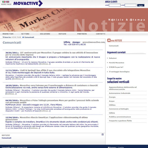 Sito Web - MOVACTIVE SPA - Servizi di telegestione e telecontrollo