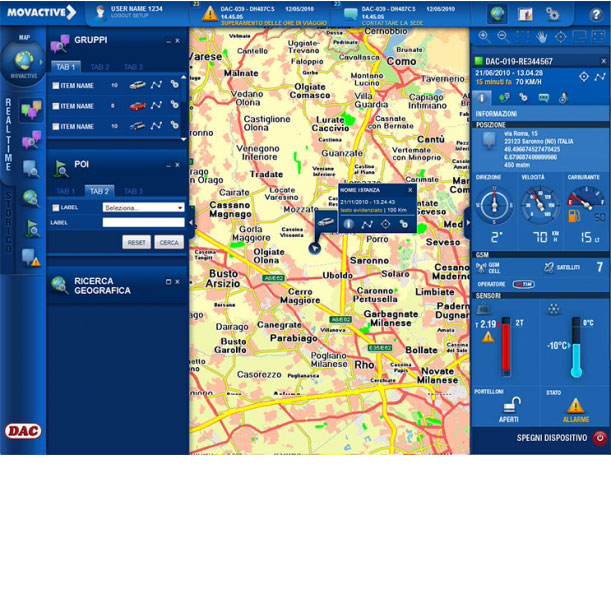 Piattaforma Web Unique - MOVACTIVE SPA - Interfaccia grafica dell'applicazione di telegestione e telecontrollo