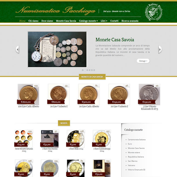 Sito Web - Numismatica Pacchiega - Home page