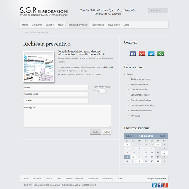 Sito web - SGR Elaborazioni - Pagina Contatti